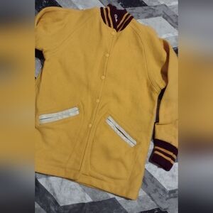 Yellow Varsity Jacket with Purple Accents